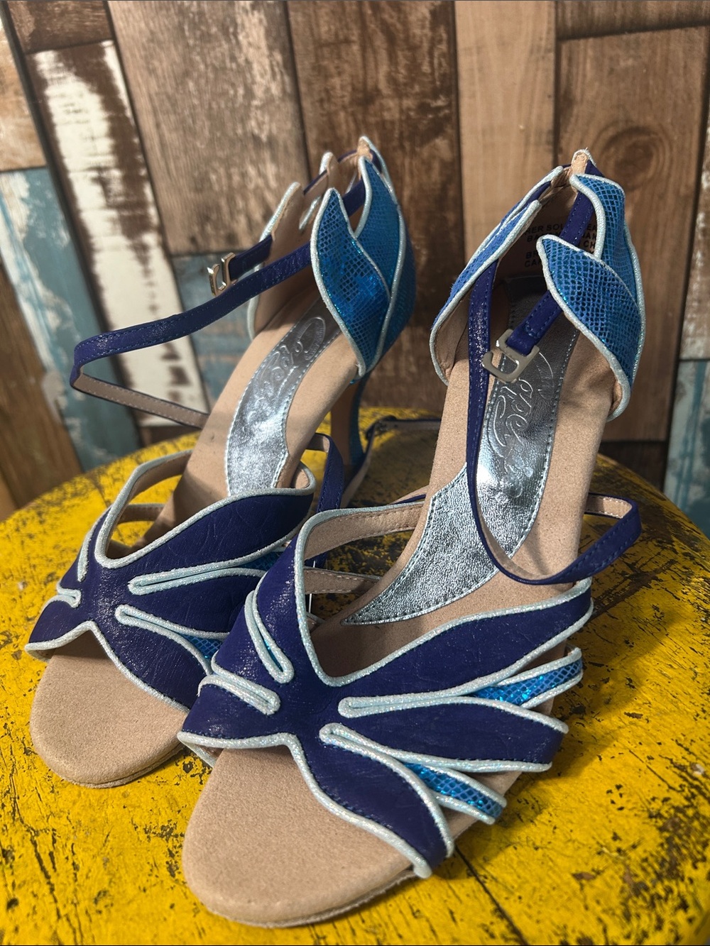 CAPEZIO Navy & Light Blue Strappy High Heel dance Sandals